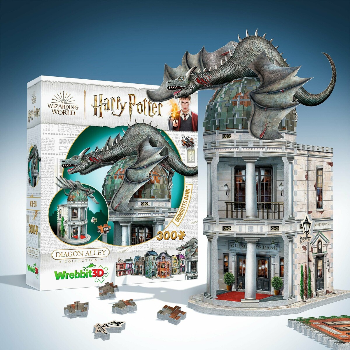 Harry Potter 3D Puslespil - Gringotts Bank - 300 Brikker - Wrebbit 3D Puzzle