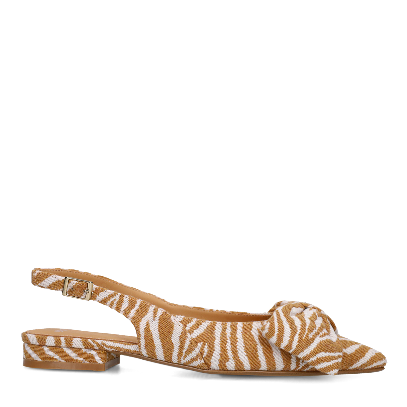Cognac zebra slingbacks met strik