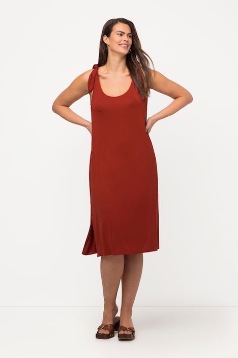 Midikleid, Zierknoten, Rundhals, ärmellos