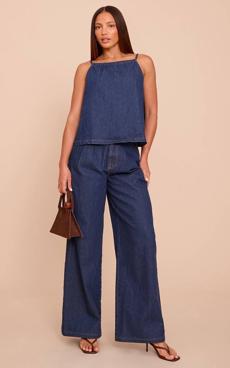 Bleu Indigo Haut En Jean Sans Manches Ample Pour Grandes Tailles