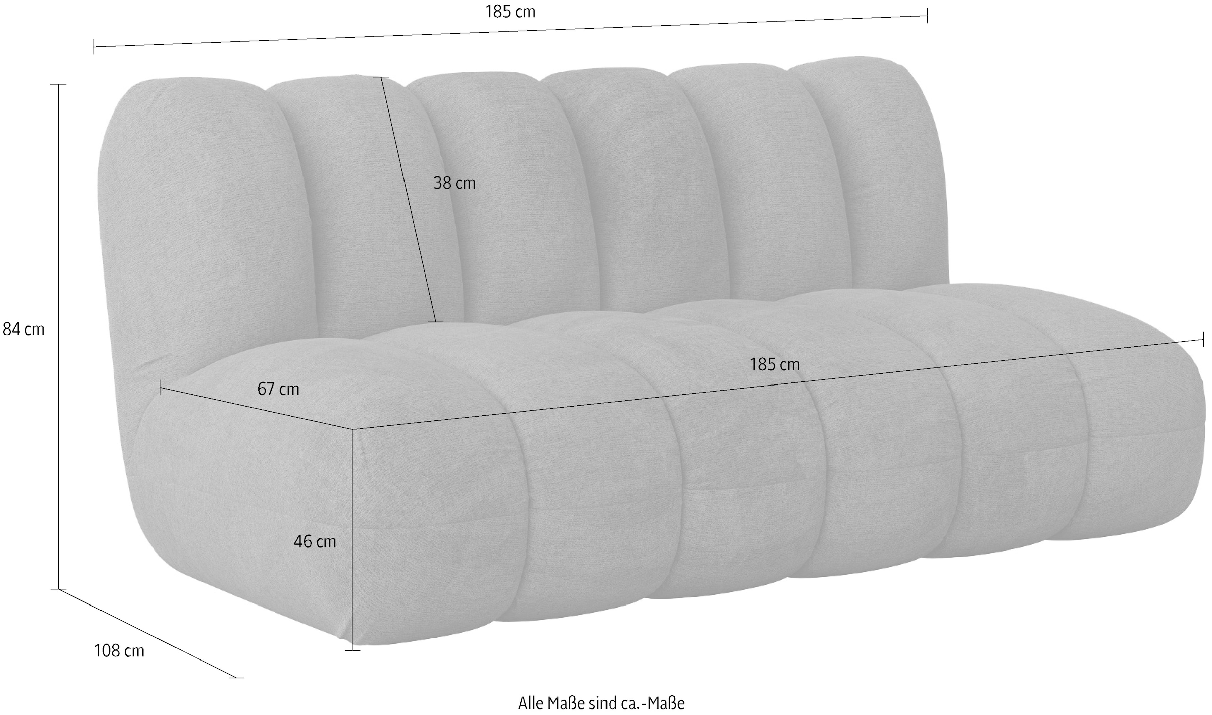 LeGer Home by Lena Gercke 2,5-Sitzer »Priya Designersofa, moderne Steppung, auch in Bouclé« gemütlich und modern, B/T/H: 185/108/84 cm
