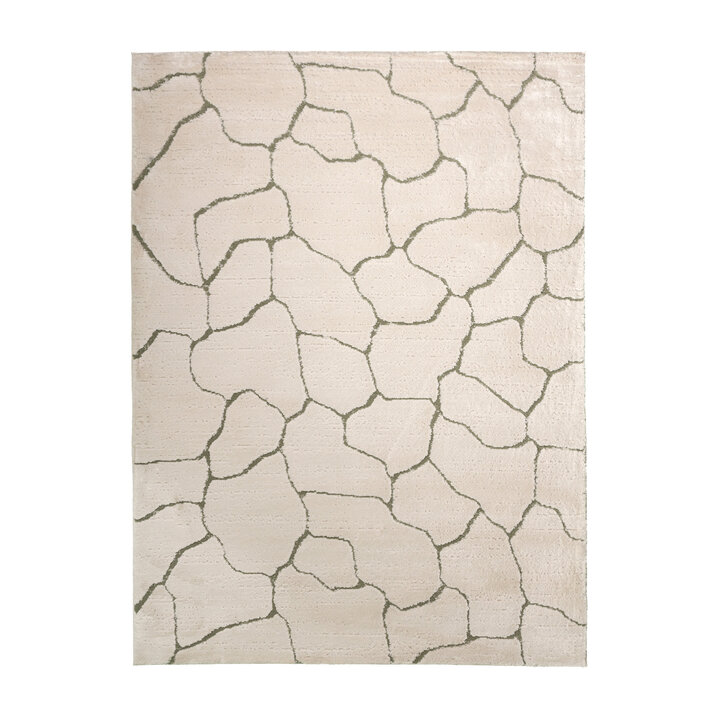 Scandinavisch vloerkleed - Yune Stone Creme/Groen