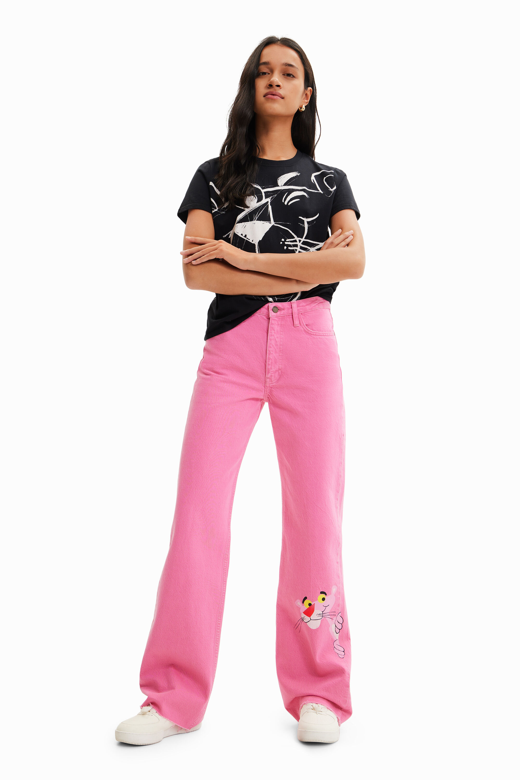 Jean wide leg Panthère rose