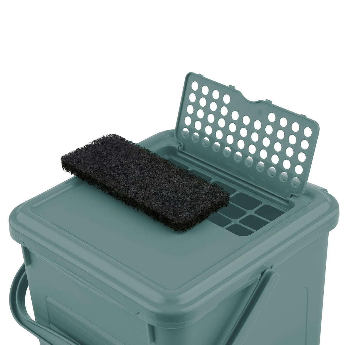 PROREGAL Robuuste afvalbak met geurdichte deksel en koolstoffilter, 9 liter, HxBxD 27 x 23 x 22,5 cm, kunststof, groen