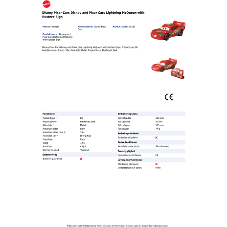 Disney Pixar Cars 3, 1 stk. legetøjsbil