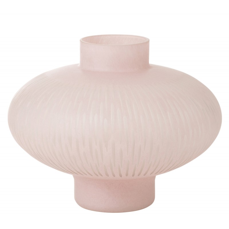 Vase bas avec anneau en verre rose 30x30x25 cm
