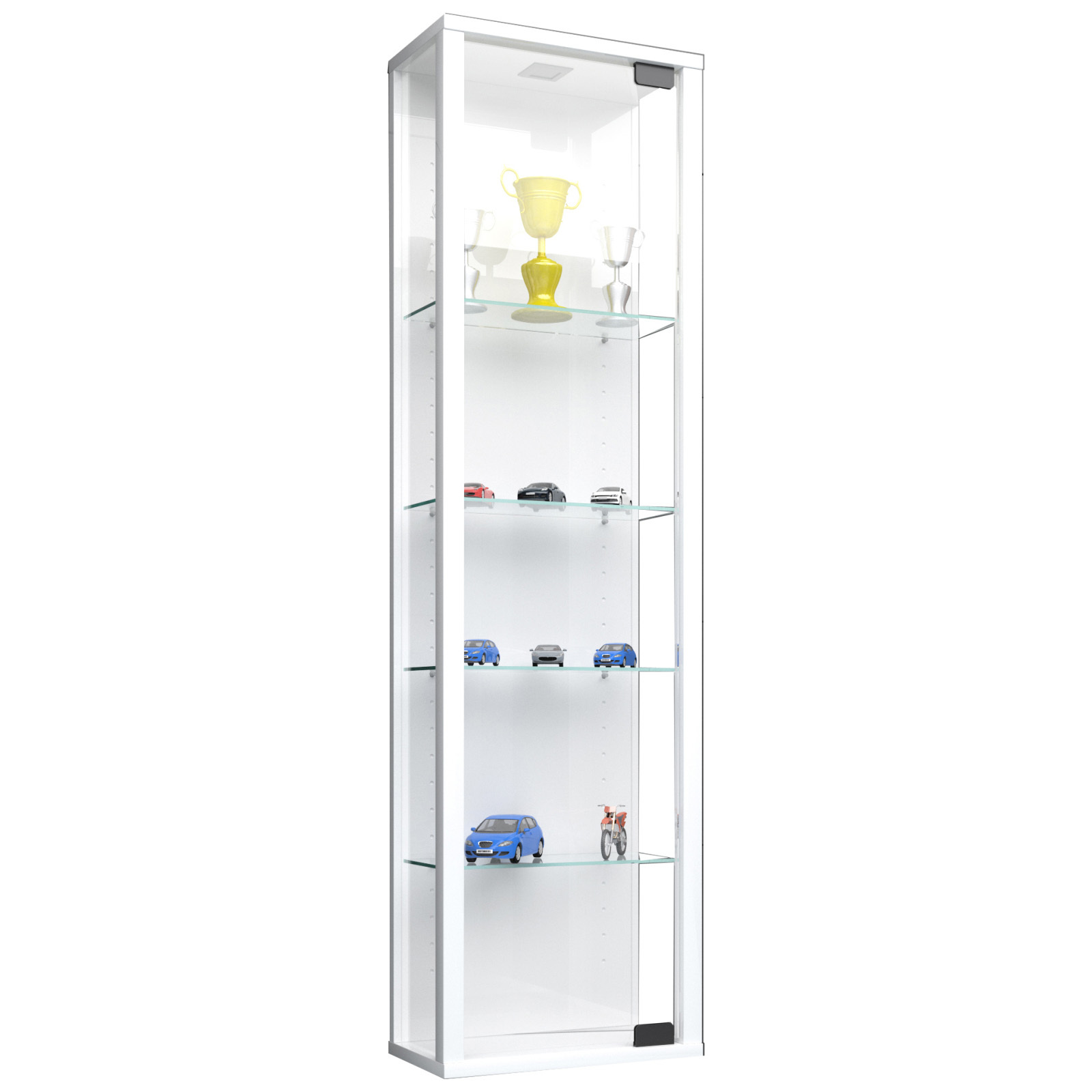 Vitrine STANO MINI - weiß - 4 Glasböden - 115 cm