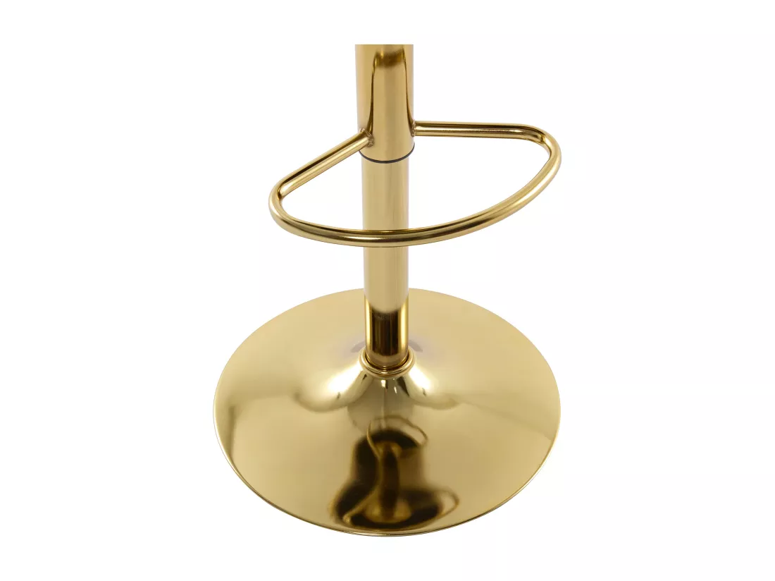 Lot de 2 tabourets de bar en velours et métal doré - Hauteur réglable - Beige - LOMYA