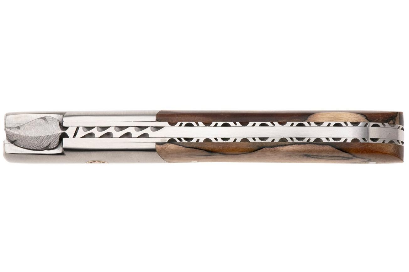 Laguiole en Aubrac Sauveterre Spalted Beechwood, Matt Stainless Bolster, Mosaic Pin, zakmes, 11 cm