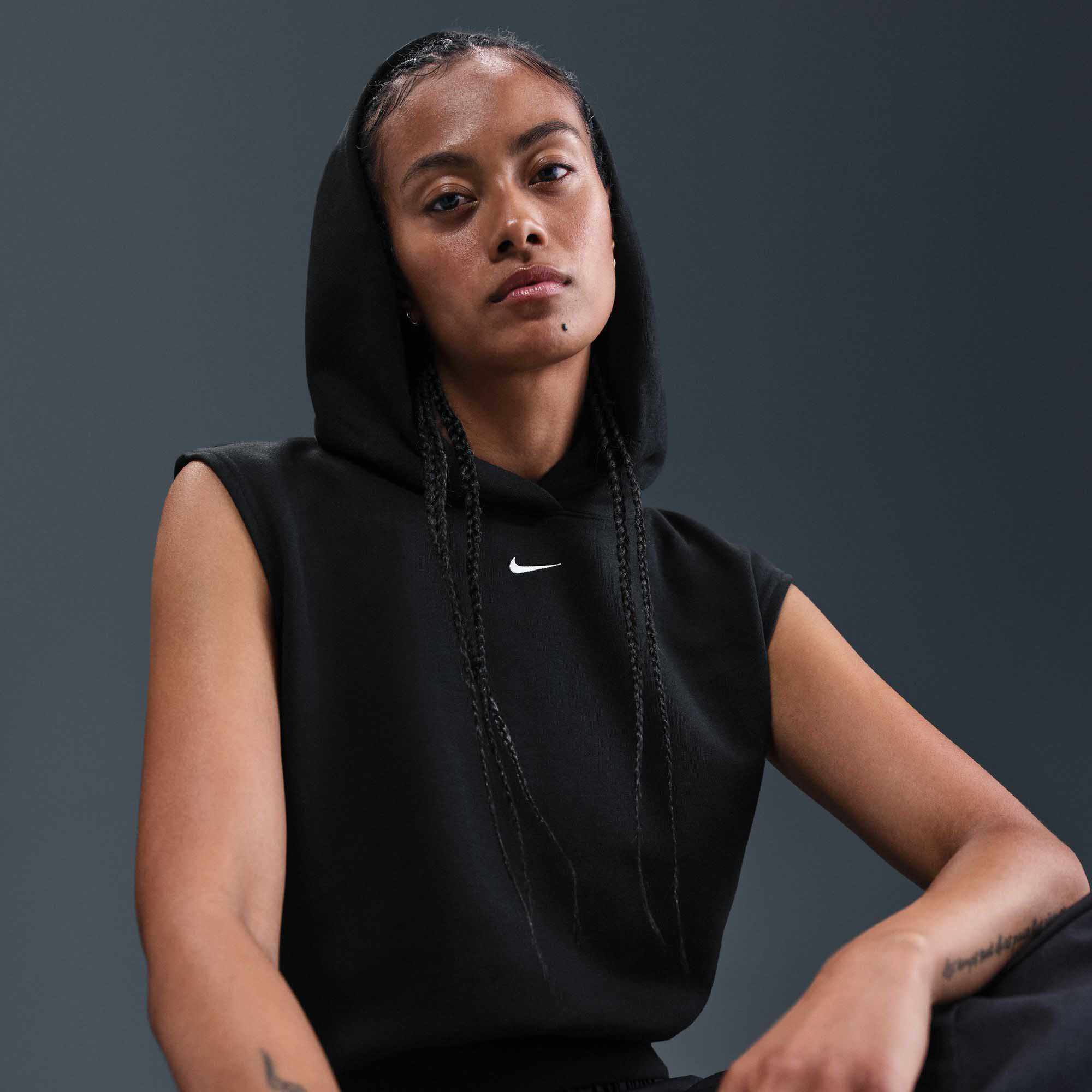 Sportswear Chill Terry SS Cropped Hoody Dame 010/Black/Sail