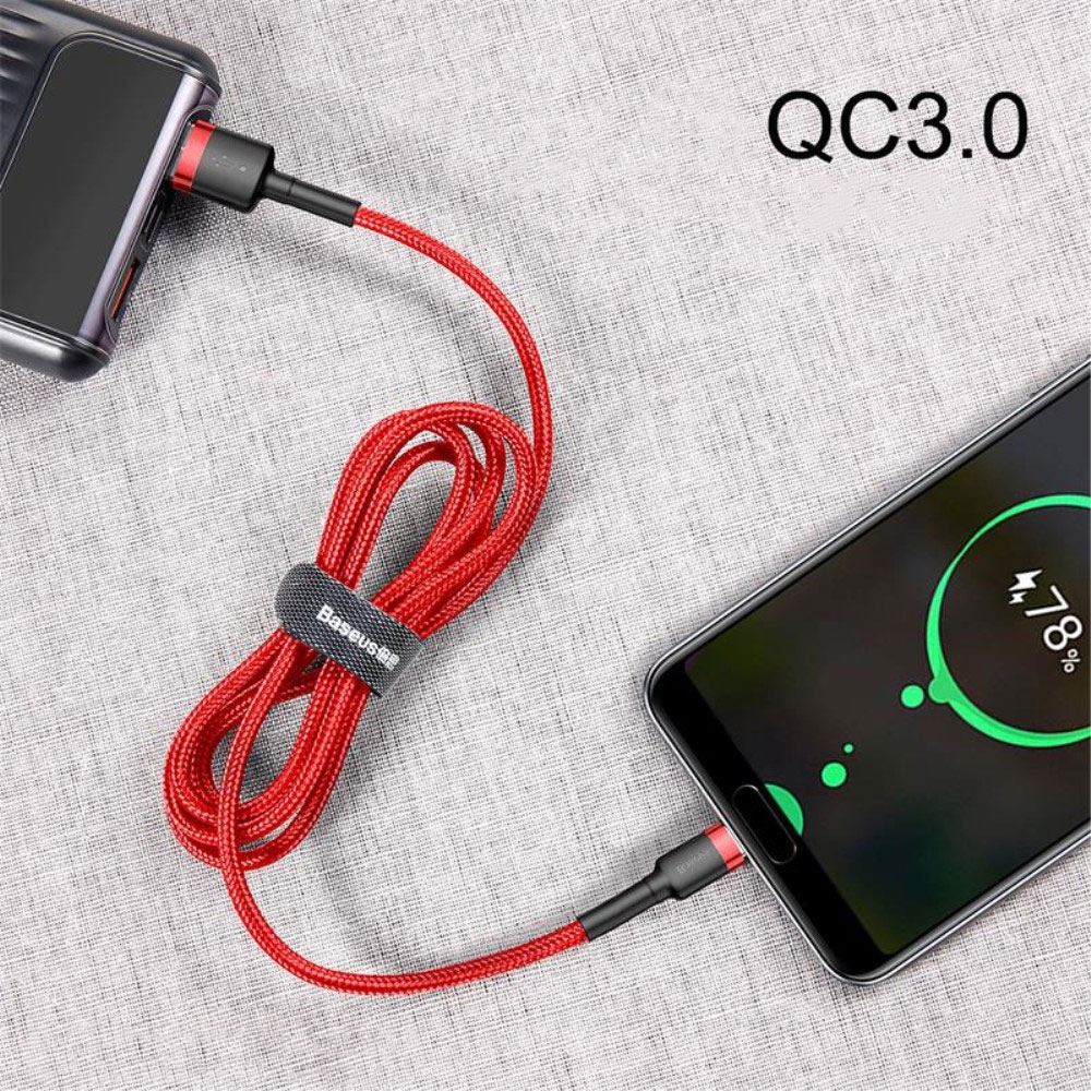 (3m/2A) USB C auf USB A 480Mbps Schnellladekabel Datenkabel - Rot