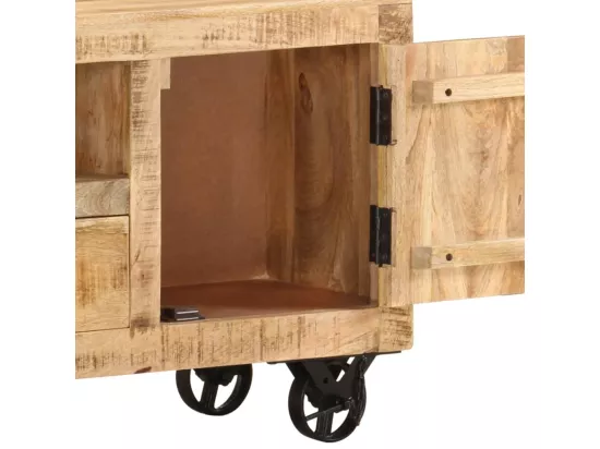 Meuble TV Bois de manguier brut 110x30x50 cm