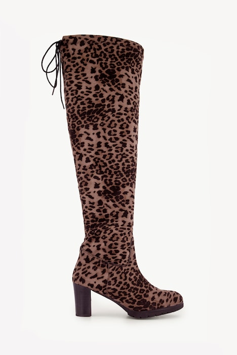 Overknee-Stiefel, XL-Schaft, Leomuster, Weite H