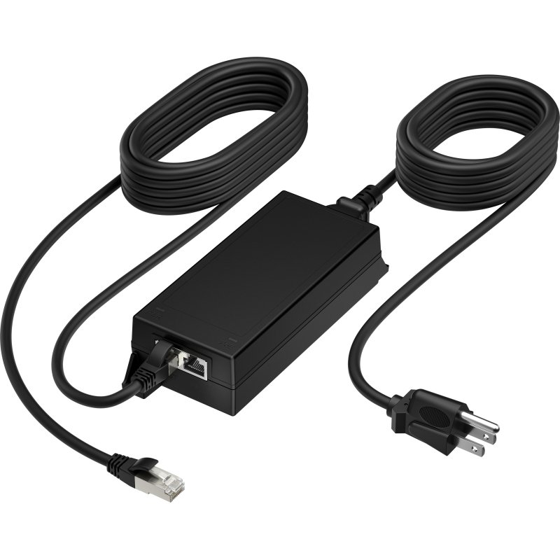 HP Poly PoE++ 65W 2.5G Adapter with 3.66m CAT6A Cable and Power Cord Noir