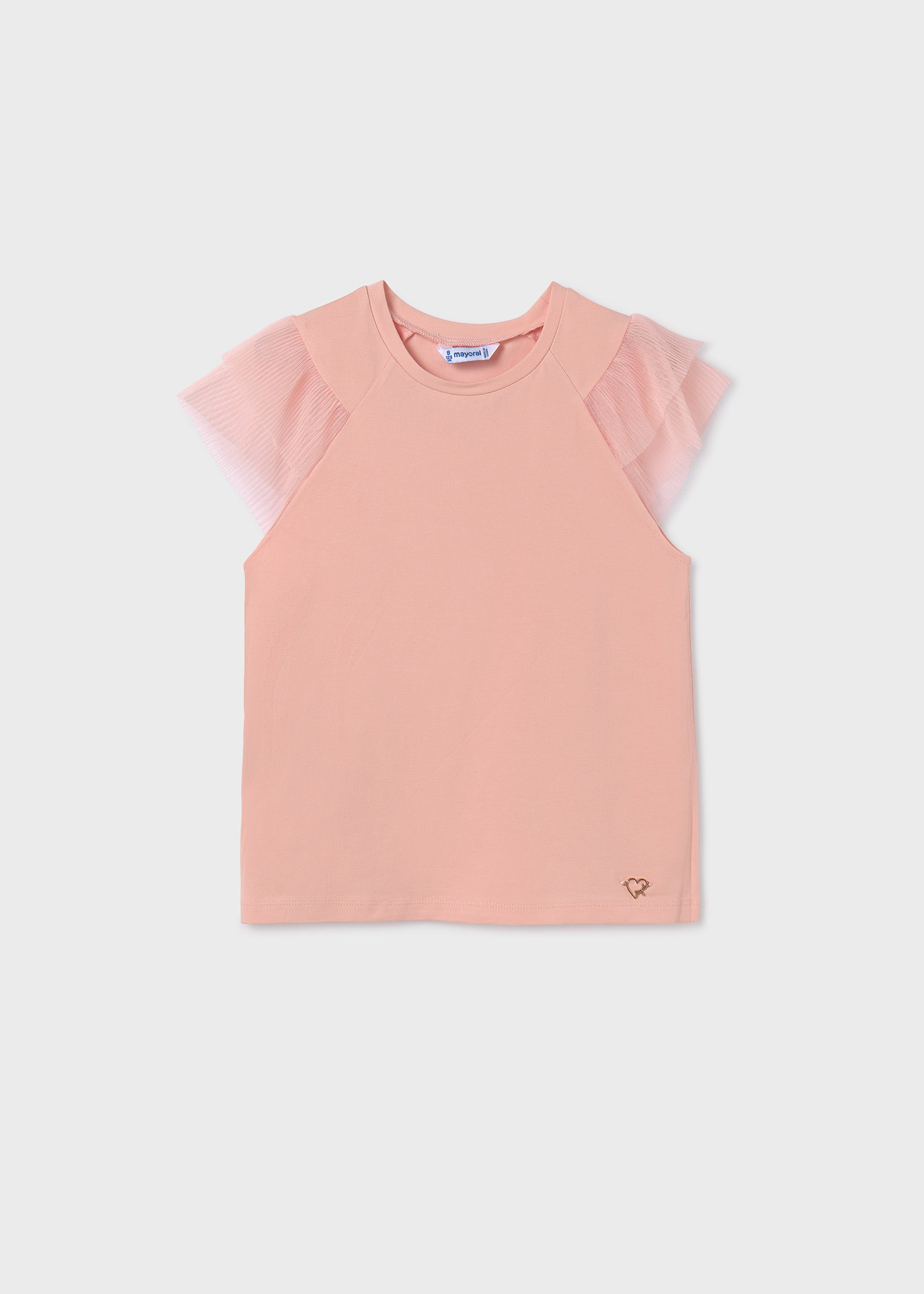 Camiseta infantil com mangas de tule pistache