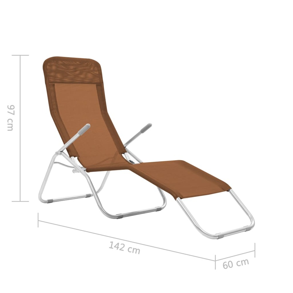 Chaises longues pliables 2 pièces 142 cm textilène taupe