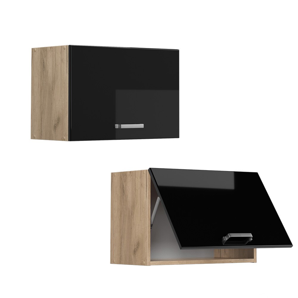 Vicco Hängeschrank flach Küchenschrank R-Line Solid Eiche Schwarz 60 cm modern
