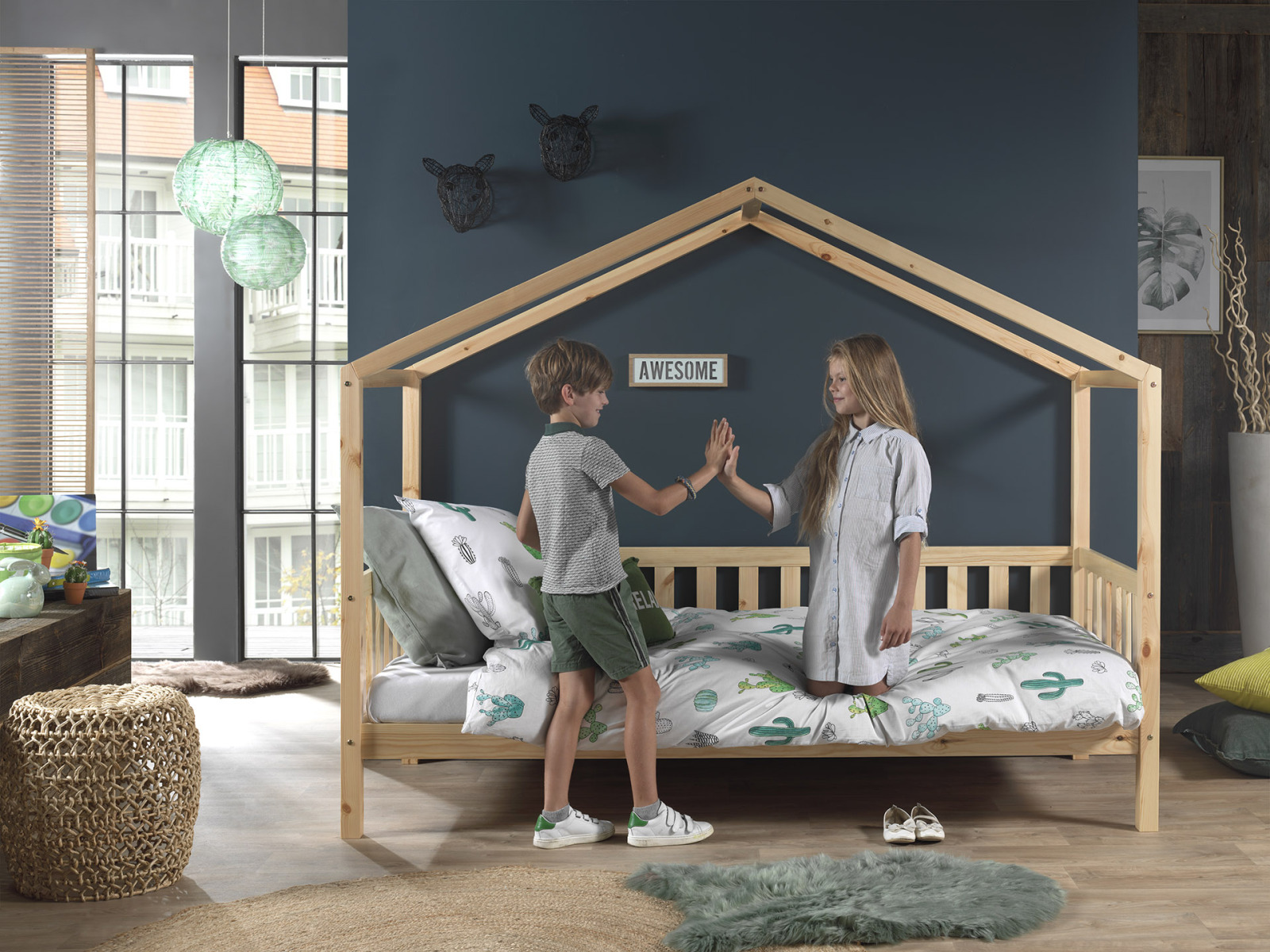 Hausbett DALLAS - natur - Kiefer massiv - 90x200 cm