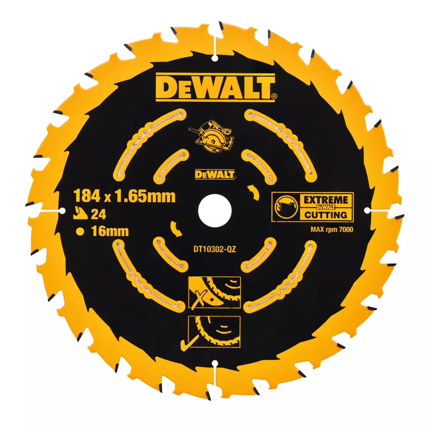 DeWALT DT10302 Extreme Cirkelzaagblad - 184 x 16 x 24T