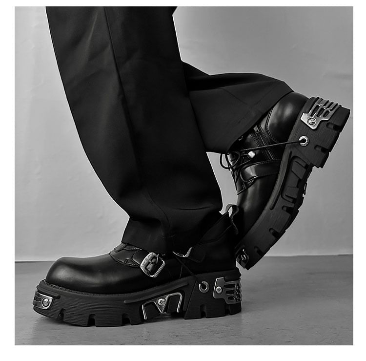 Malnia Home - Punk Platform Buckled Lace Ups