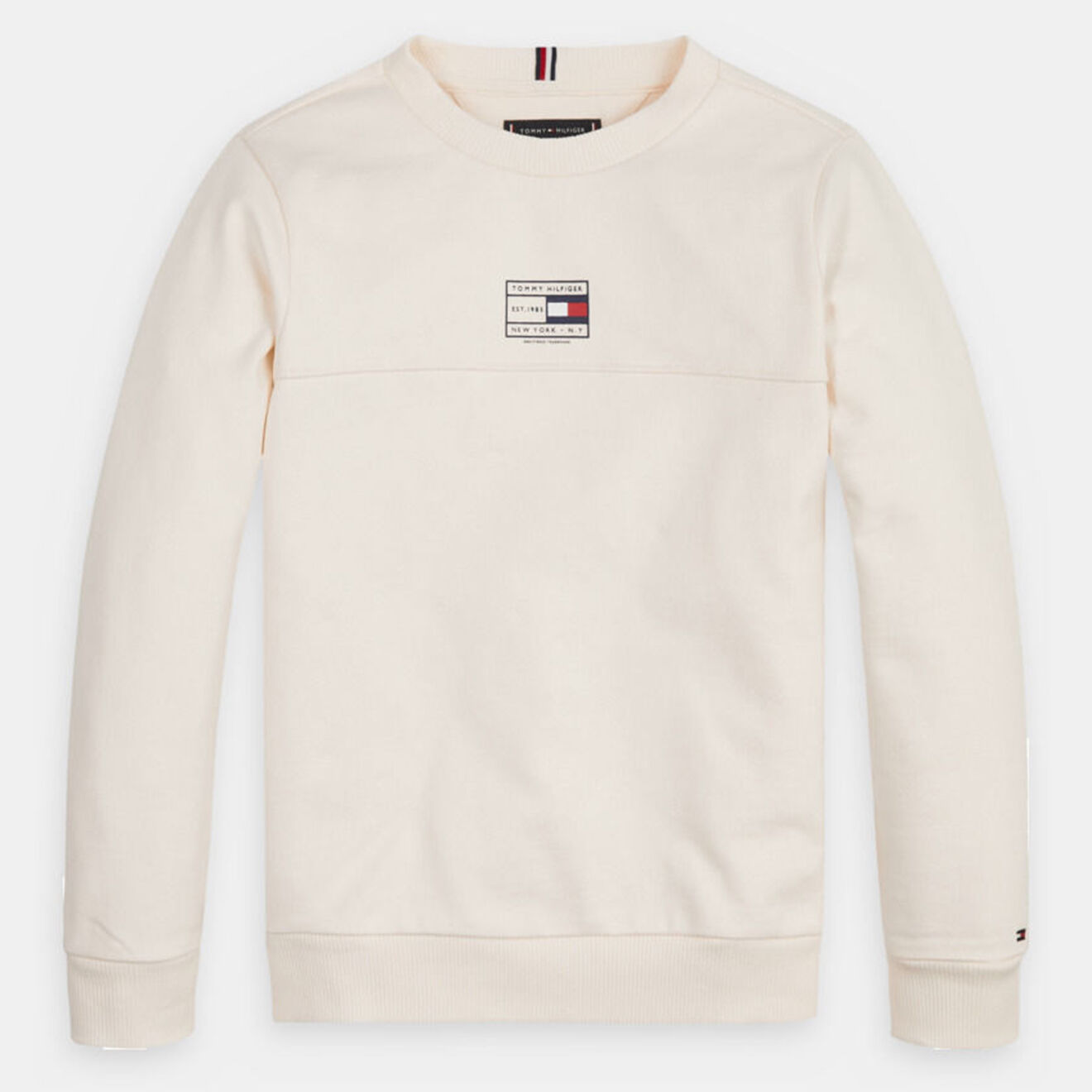 Tommy Hilfiger Sweat en Coton bio à logo drapeau écru