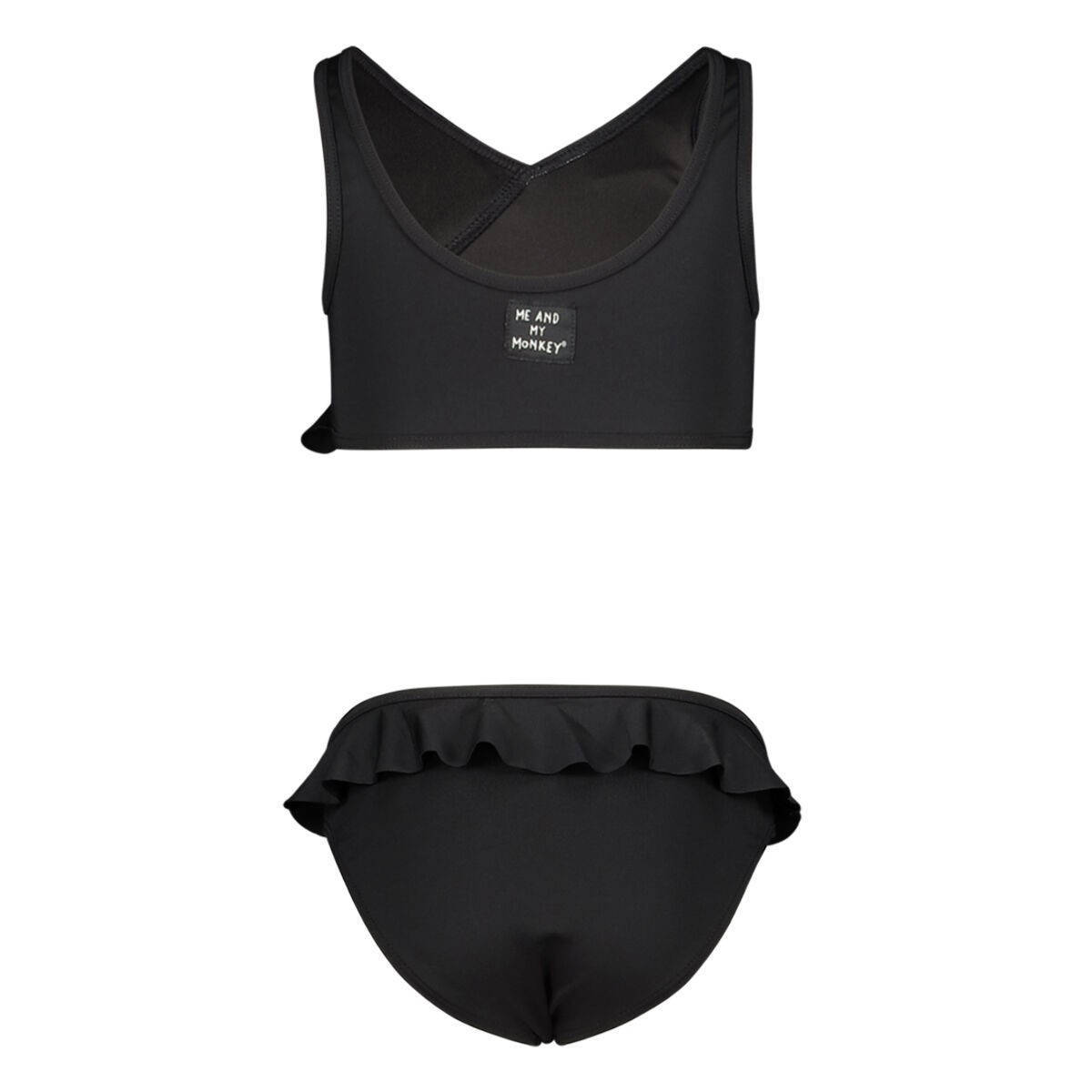 Me & My Monkey crop bikini met ruches zwart