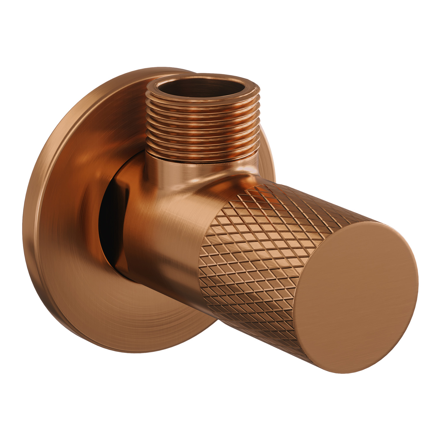 Brauer Copper Carving hoekstopkraan compleet met slang koper geborsteld PVD