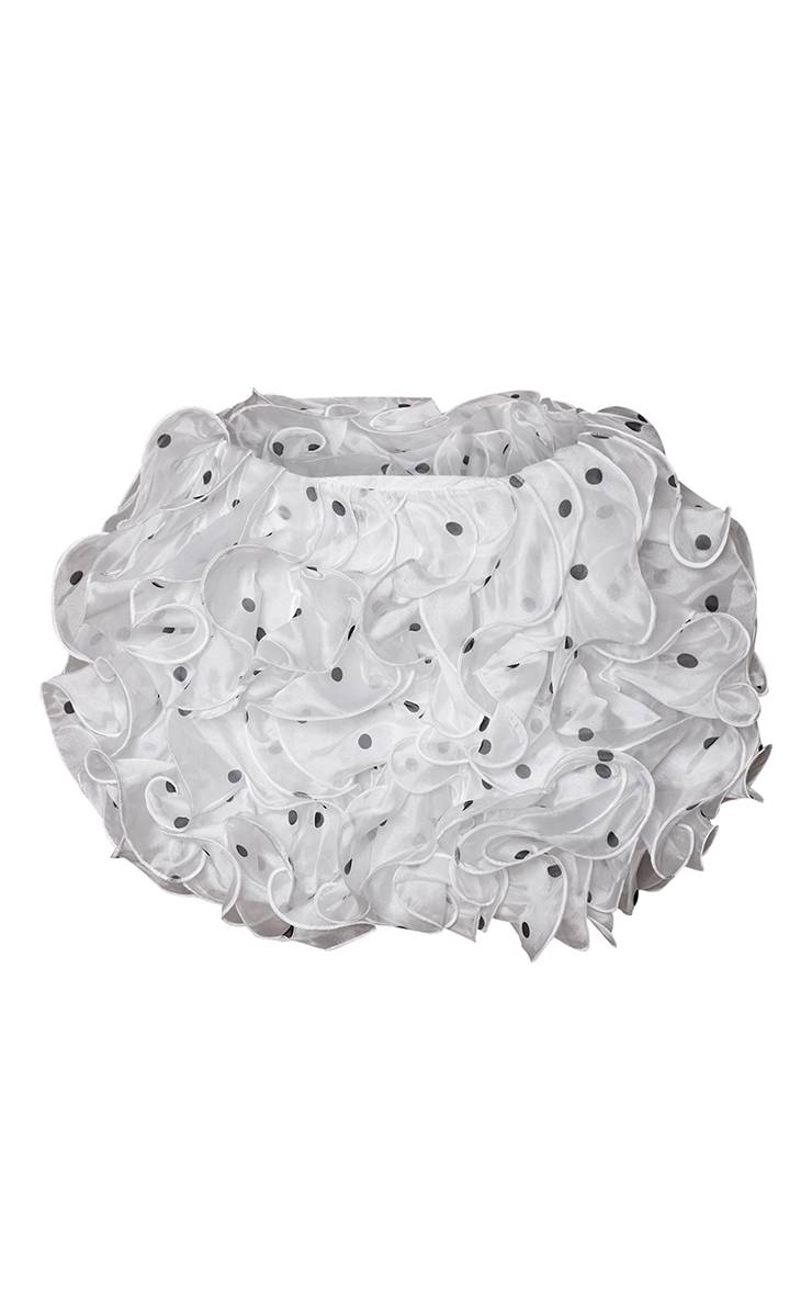 Blanc Jupe Mini À Pois Avec Volants Extrêmes