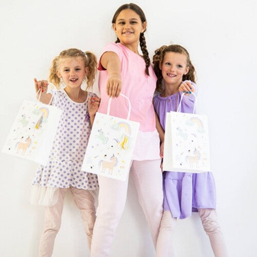 Feesttasjes eenhoorns en regenbogen - 6st