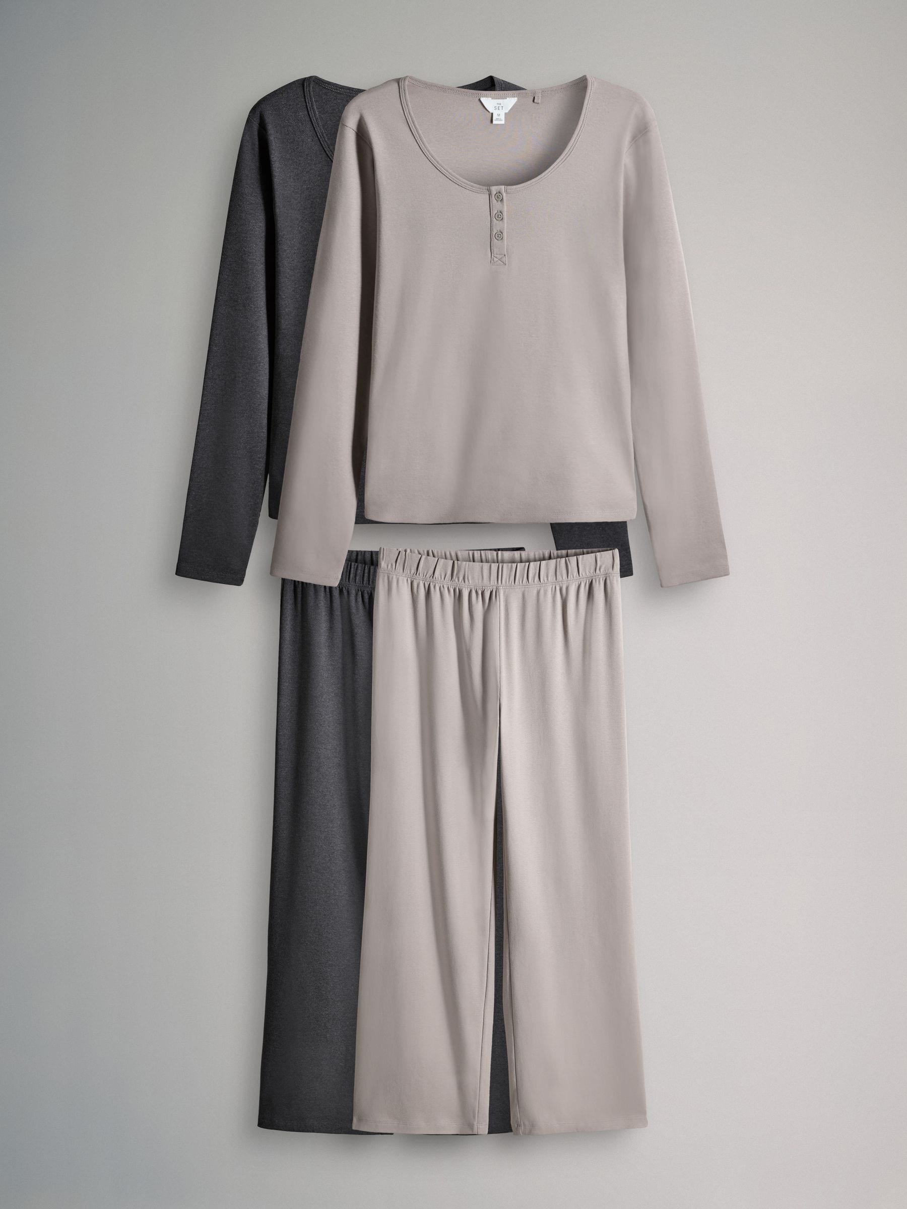 The Set 2 Pack Henley Pyjama's met lange pijpen