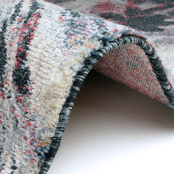 Bloemen vloerkleed - Flores Blauw/Rood | Hoge kwaliteit