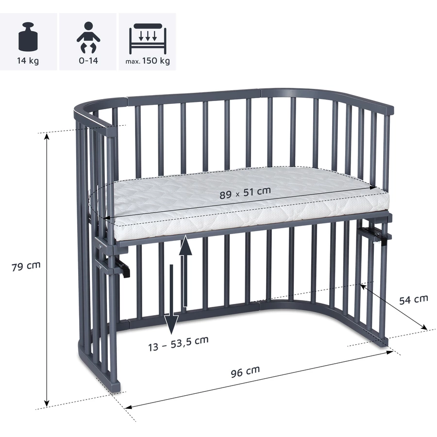 babybay Beistellbett Maxi schiefergrau