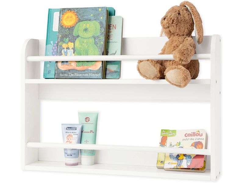 Pinolino Wandregal Jori Weiss Wand-Kinderbücherregal mit 2 Ablageflächen