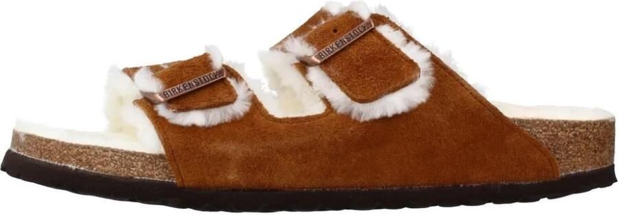 Birkenstock Arizona Shearling Slippers Mink Regular fit | Bruin | Suède