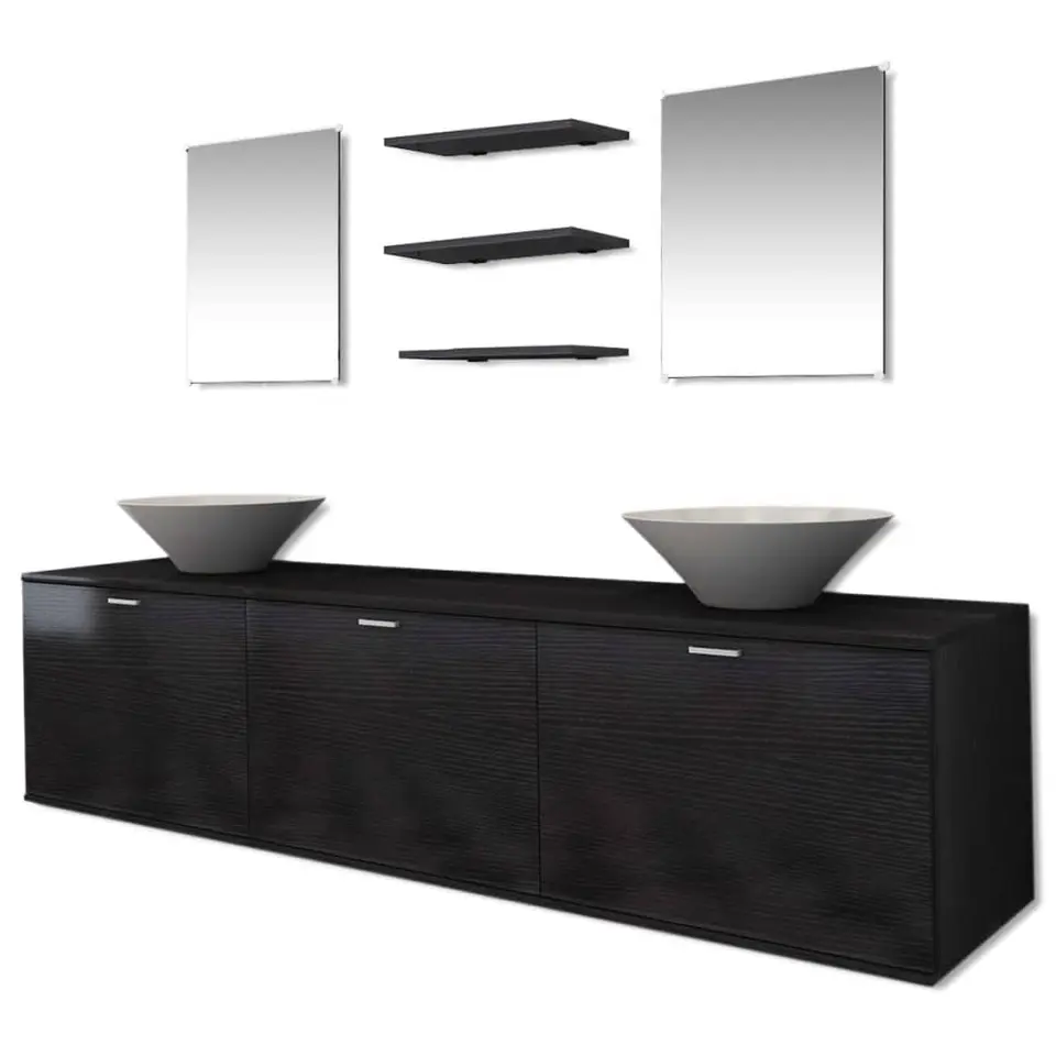 vidaXL - Badkamer Meubel - Zwart - Bewerkt hout