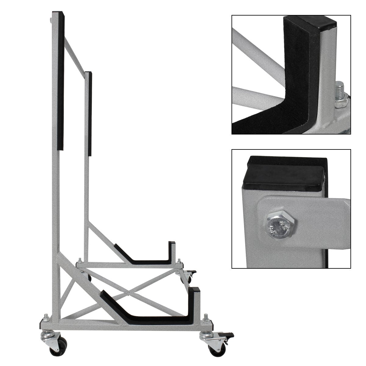 ECD Germany Hardtop Stand met 4 vergrendelbare wielen incl. hoes - Zilver - Gemaakt van gepoedercoat staal - Hardtop Stand Hardtop Houder Opbergtrolleyhoes Beschermhoes