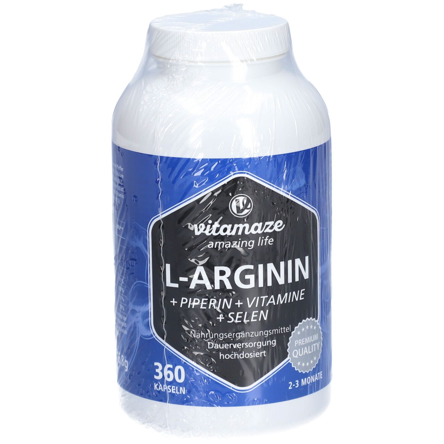L-ARGININ 750 mg hochdosiert + Piperin + Vitamine