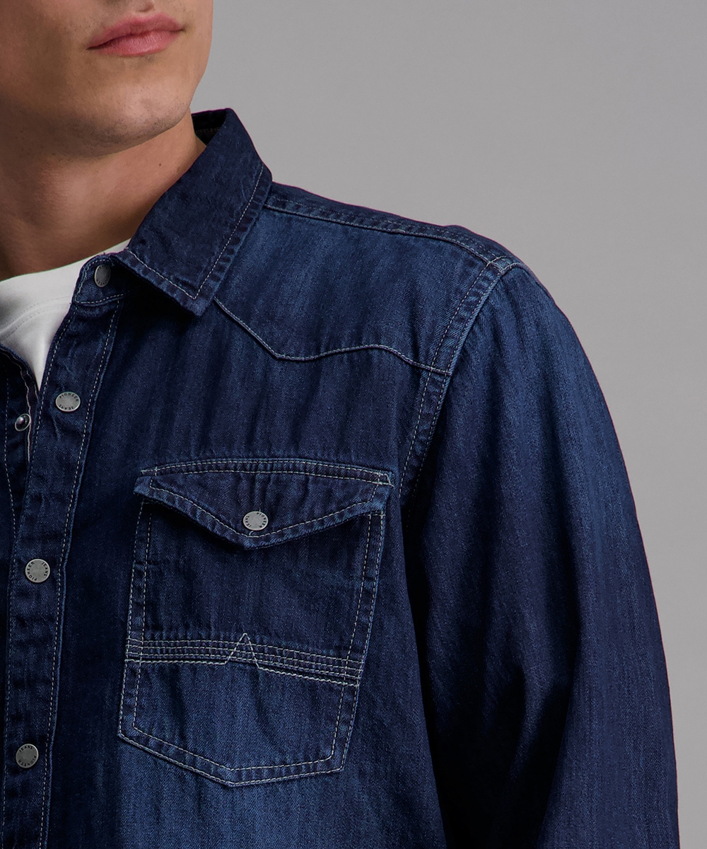 Pioneer Authentic Jeans Jeanshemd , mit abgerundetem Saum