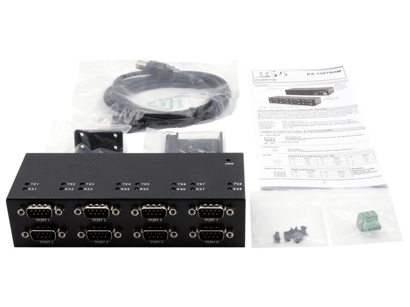 Exsys Serial-Adapter EX-13078HM Serial-Adapter mit 8 Seriell Anschlüssen und Metallgehäuse