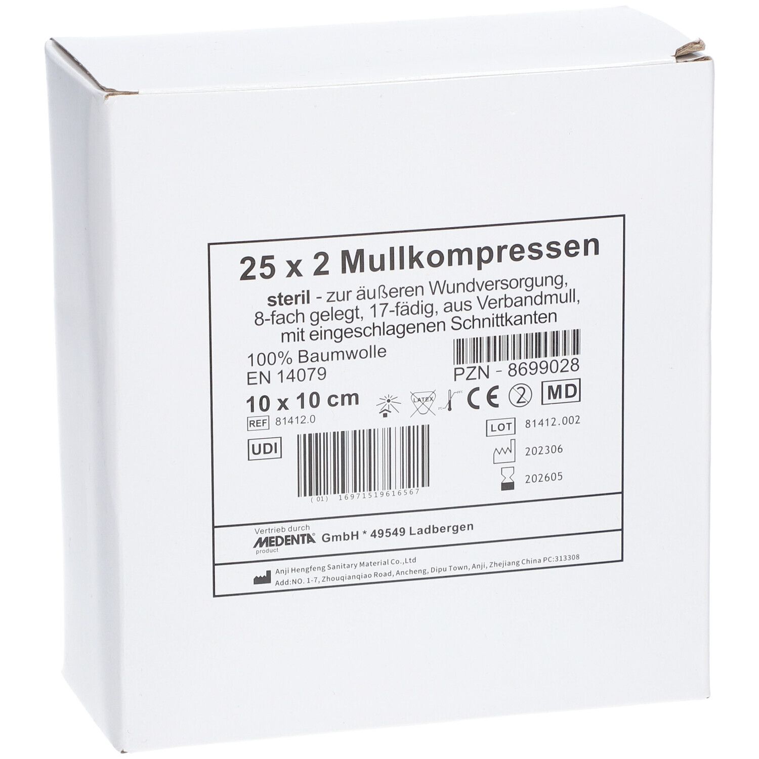 Mullkompressen 8 fach 10 x 10 cm steril