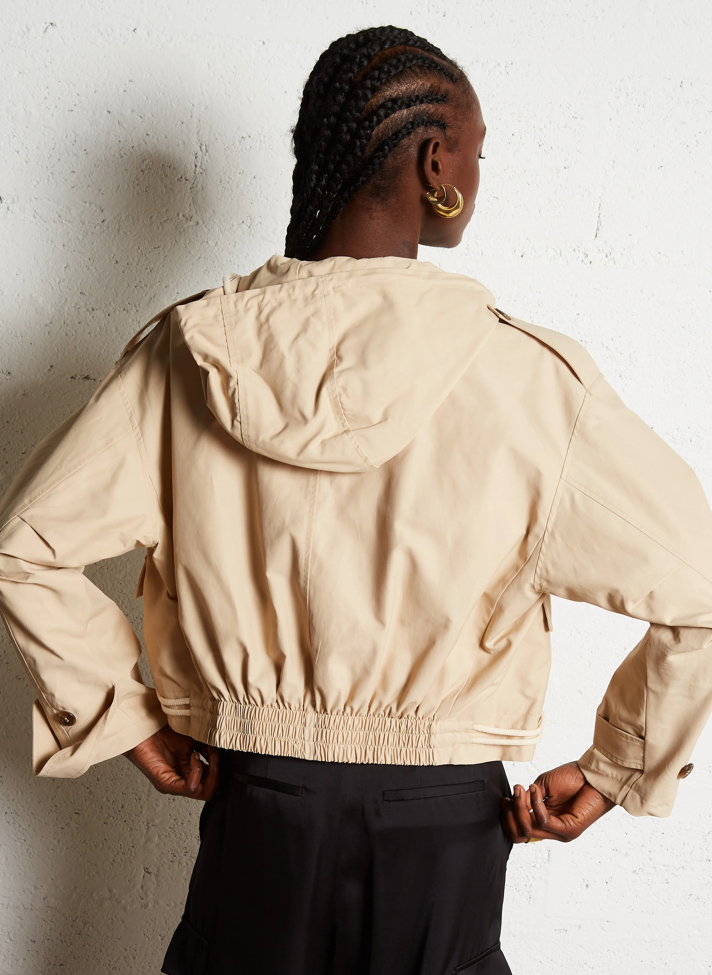 TORRY - Veste droite col montant en coton mélangé | Beige