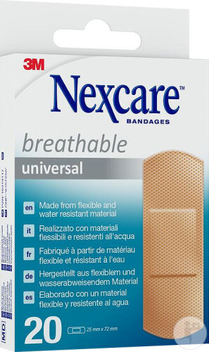 Nexcare Breathable Universal Pansements Respirants Universels 25x72mm 20 Pansements