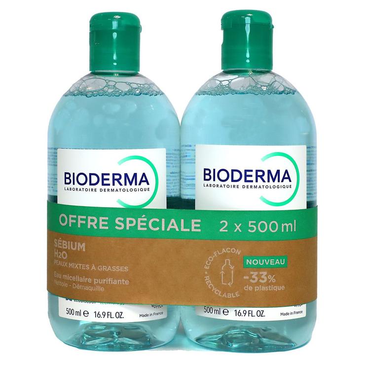 Sebium eau micellaire H2O peau grasse 2x500ml