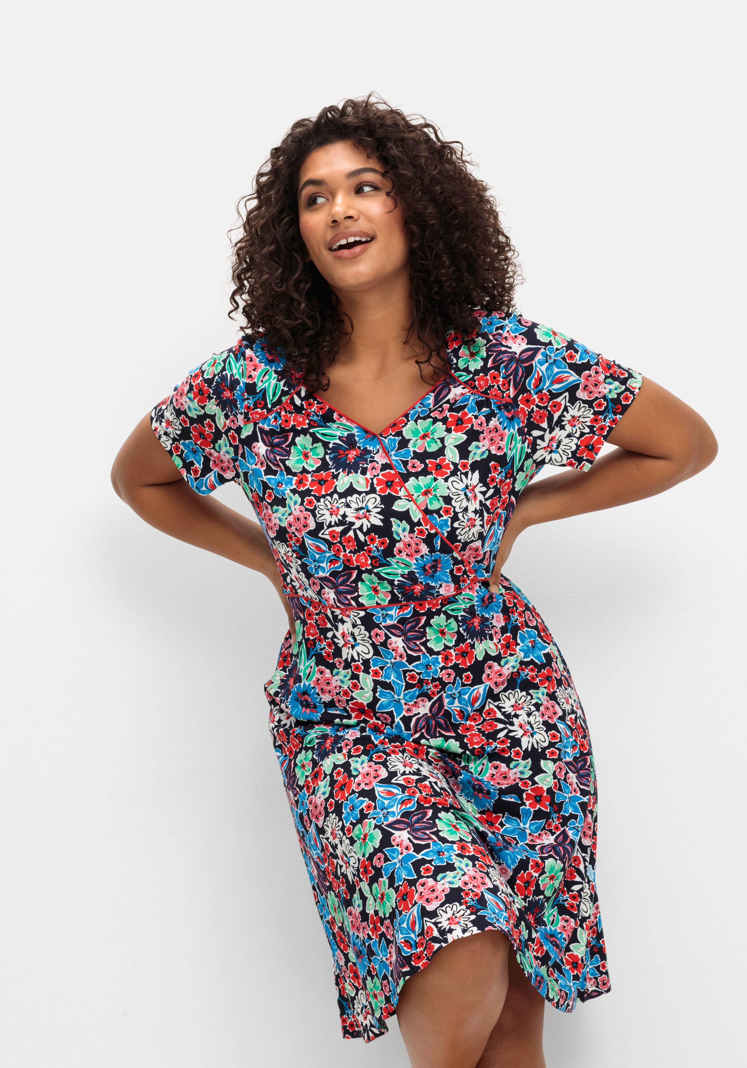 Jerseykleid in Wickeloptik, mit Blumendruck