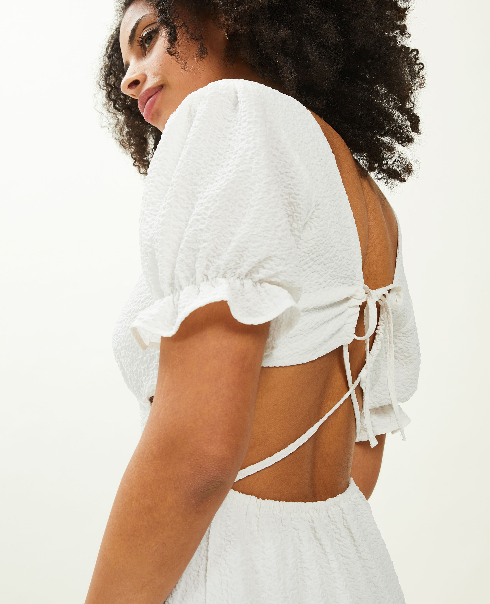 Robe volantée dos-nu - Blanc