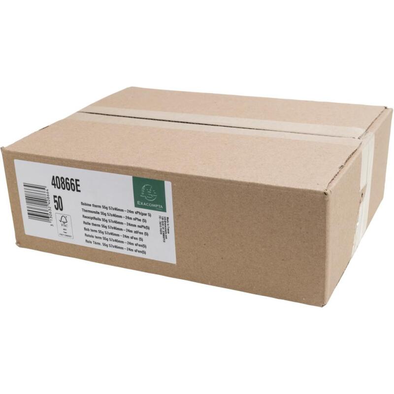 Bobines Terminaux bancaires Exacompta 40866E - l 57 mm x L 24 m, Ø 46 mm - 1 pli(s) - paquet de 50
