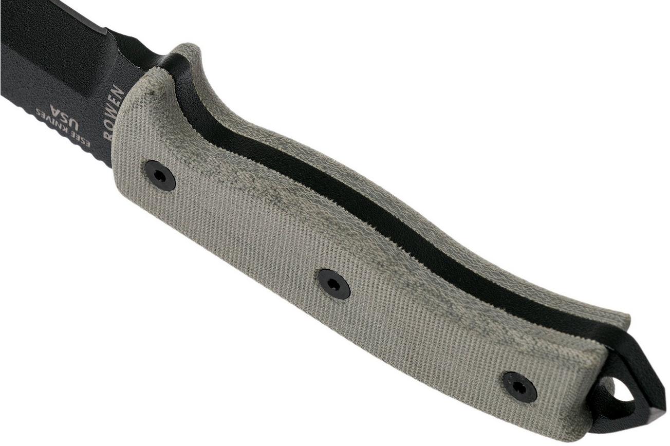 ESEE Model 5 black blade, desert tan handle 5P-BK met kydex schede   riemclip