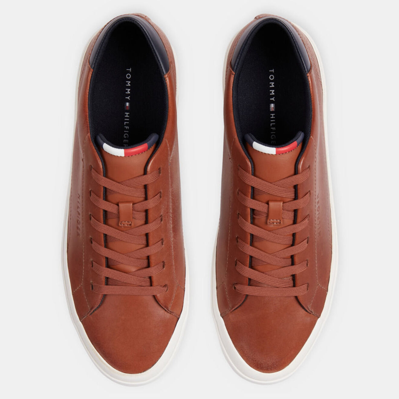 Tommy Hilfiger Baskets en Cuir Vulc Prem cognac