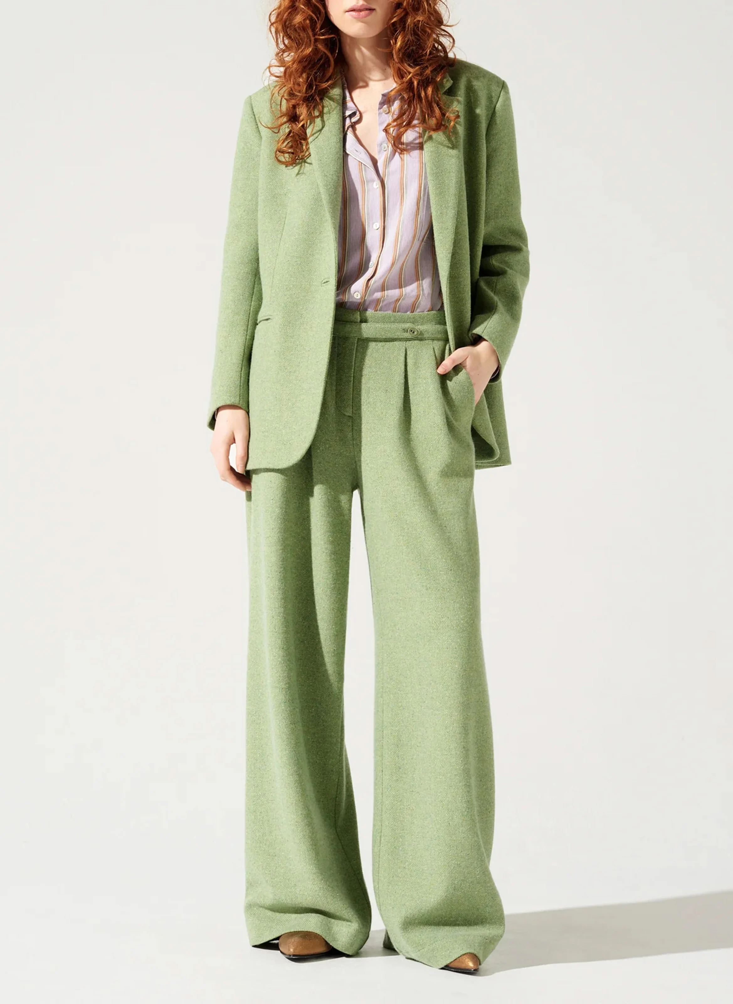 Manteau col tailleur | Vert