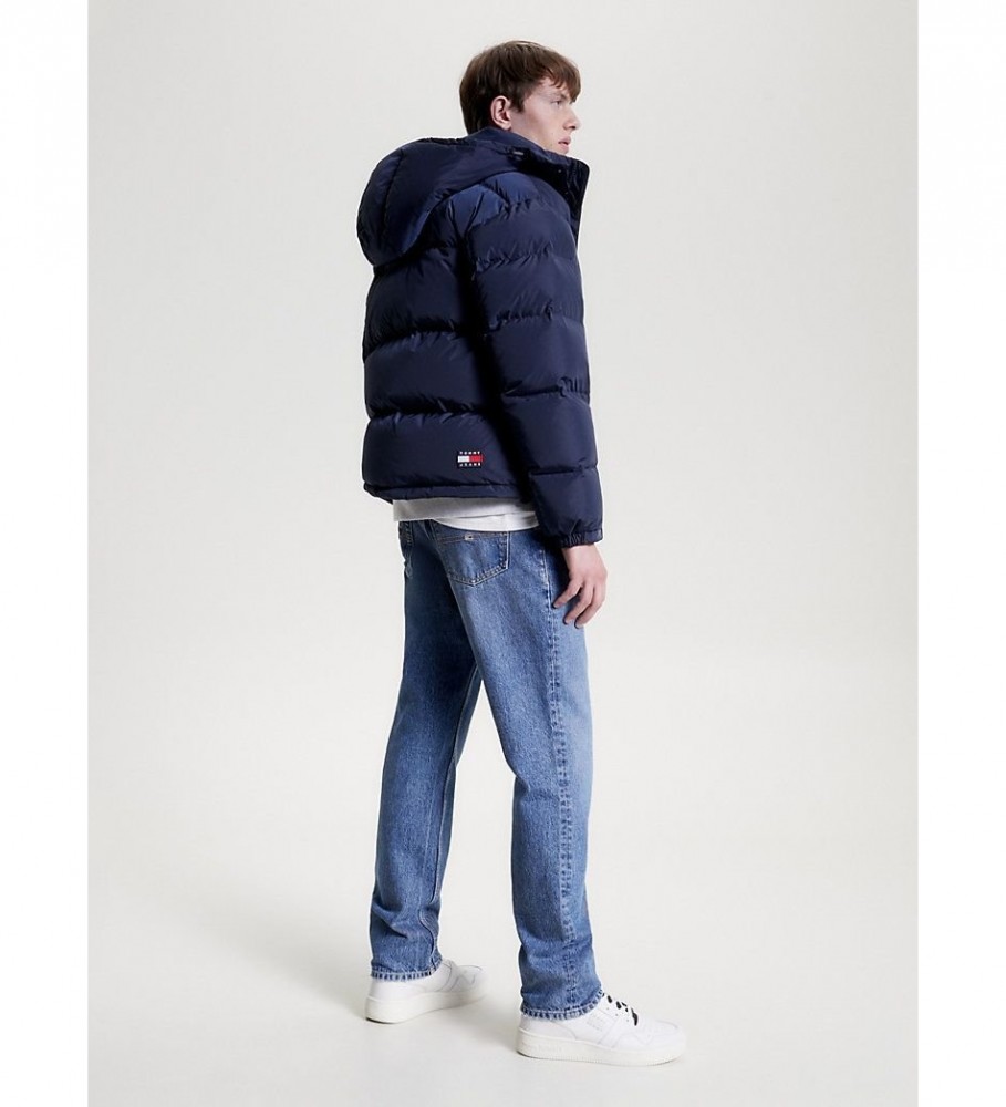 Jaqueta Tommy Jeans Alaska Casual Acolchoada com Capuz Azul Marinho